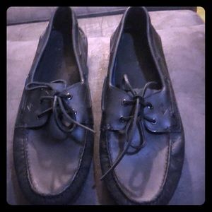 MEN BLACK LEATHER SPERRYS